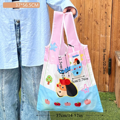 Cute Large Capacity Shopping Bag Supermarket Eco-Friendly Bag Foldable Tote Pouch Easy To Carry Bag Together Cartoon Handbag