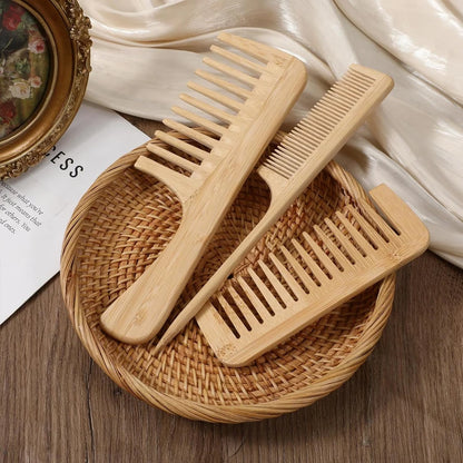 1pc Handmade Bamboo Anti-Static Combs Set, Natural Bamboo Comb for Women Men Hair, Beard Wood Combs For Teasing Strands
