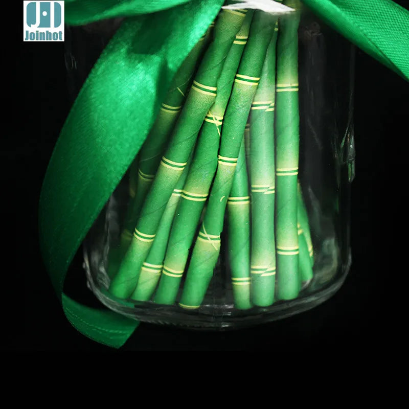 200 pieces Green bamboo paper straw for drinking  biodegradable drinking straws kitchen accessories
