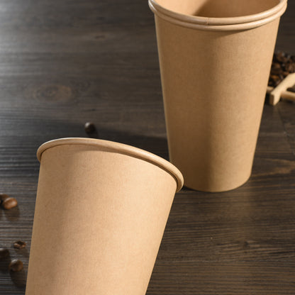 16oz Plain Paper Cups with Lids - 10 Disposable Set
