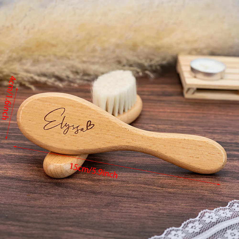 Custom Wooden Baby Hairbrush - Engraved Keepsake Gift