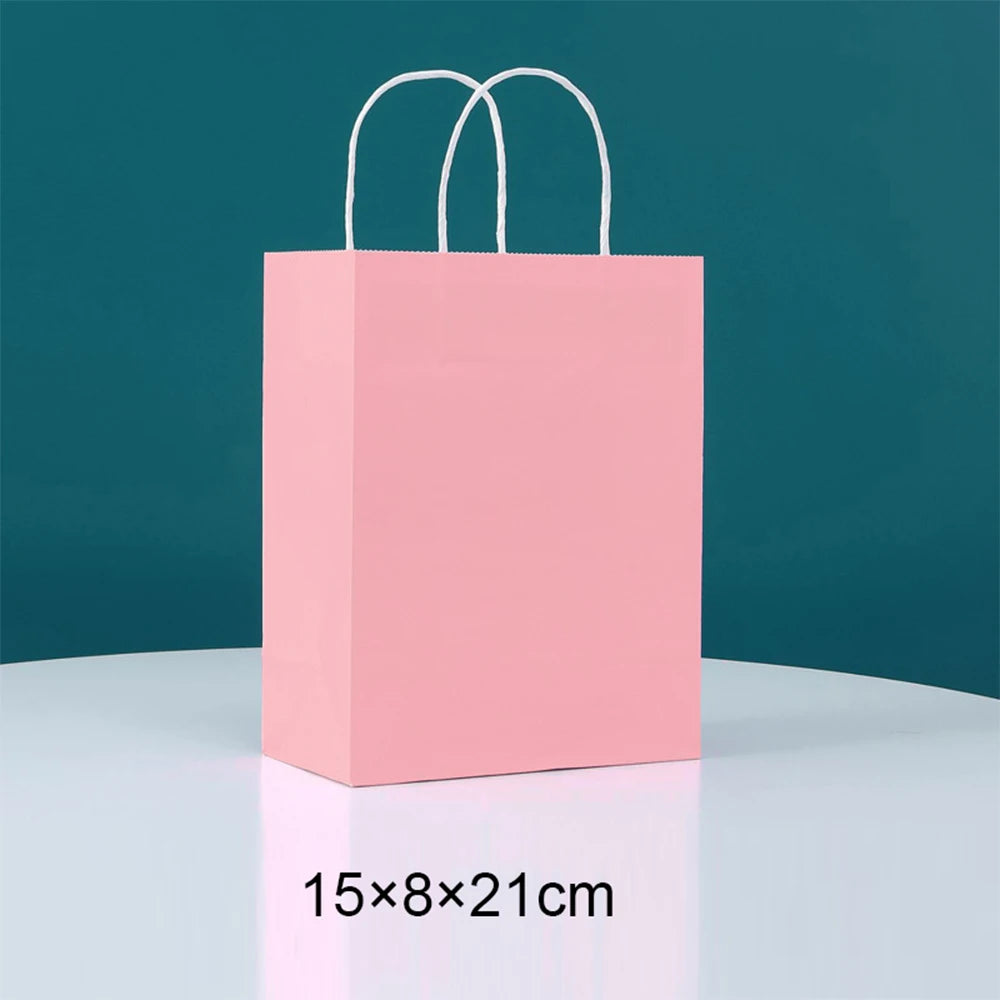 Paper Bags: Candy Colorful Kraft Paper Bags - 5/10/15/20/25pcs with Handles