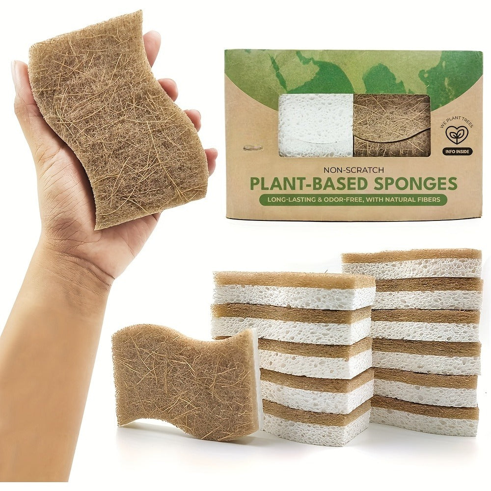 Kitchen Dish Brush & Coconut Fiber Sponge - Strong Oil Removal