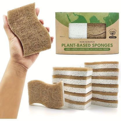 Kitchen Dish Brush & Coconut Fiber Sponge - Strong Oil Removal