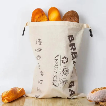 Food Grade Reusable Bread Bags Cotton Cloth with Release Buckle Fresh-Keeping Bread Bags Reusable TPU Lining Bread Storage Bags
