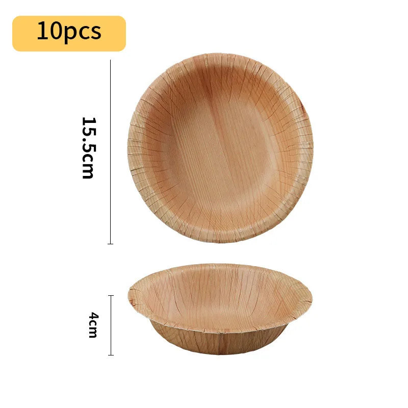 Disposable Wood Grain Plates - Wedding & Party Tableware