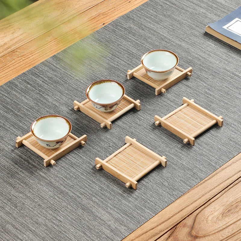 Bamboo Square Tea Coaster Heat-resisting And High-Temperature Cup Mats Table Protector Reusable Wood Accessory Decor