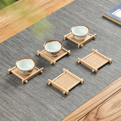 Bamboo Square Tea Coaster Heat-resisting And High-Temperature Cup Mats Table Protector Reusable Wood Accessory Decor