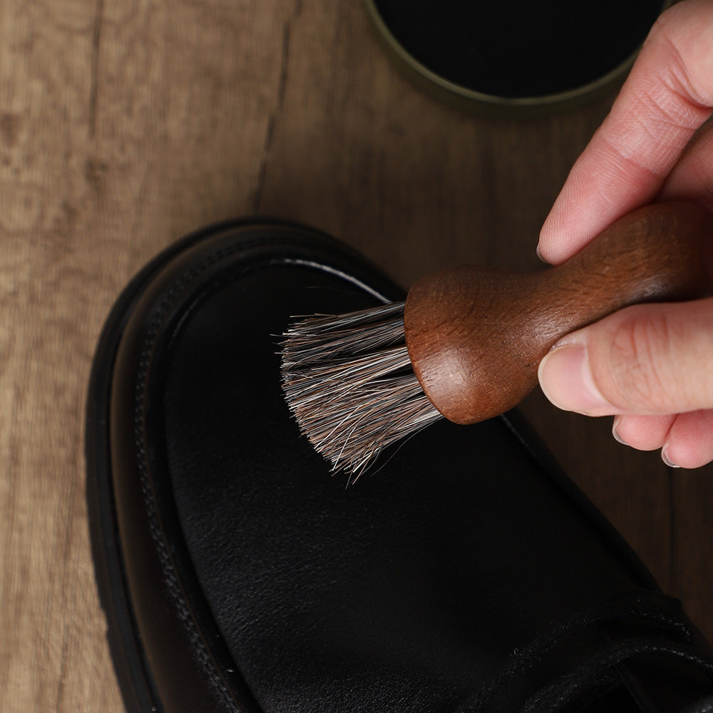 Mini Horse Hair Shoe Brush - Soft Fur Leather Care