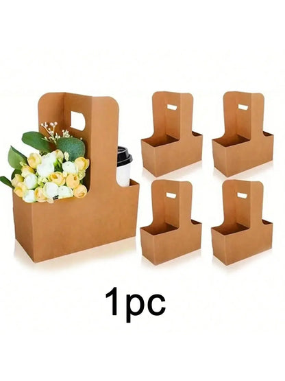 Kraft Paper Flower Bouquet Gift Bags with Handle