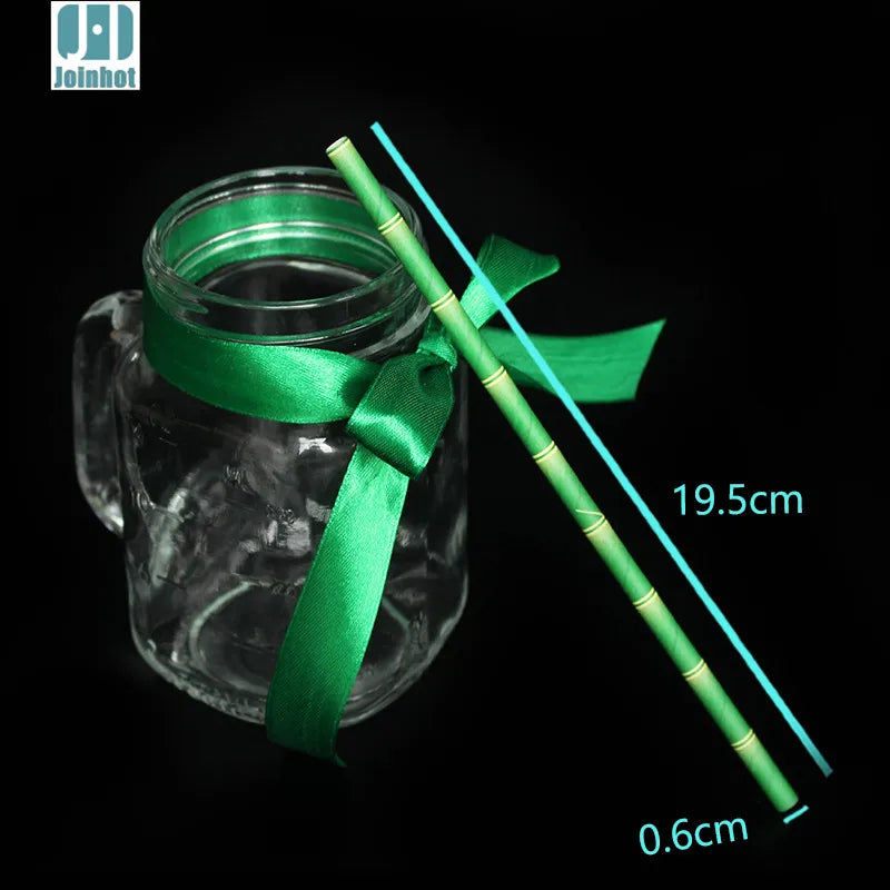200 pieces Green bamboo paper straw for drinking  biodegradable drinking straws kitchen accessories