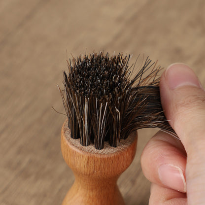 Mini Horse Hair Shoe Brush - Soft Fur Leather Care