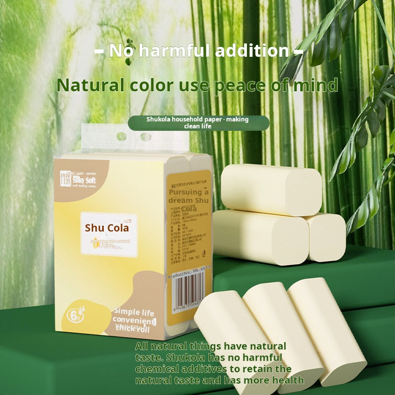 Bamboo Toilet Tissue: Pulp Colored Toilet Paper - 6/12 Rolls, No Core