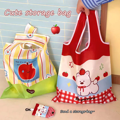 Cute Large Capacity Shopping Bag Supermarket Eco-Friendly Bag Foldable Tote Pouch Easy To Carry Bag Together Cartoon Handbag