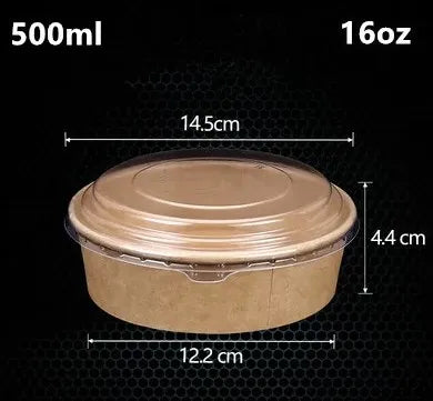 Kraft Paper Bowls 15pcs - 500ml/750ml Salad & Snack Containers