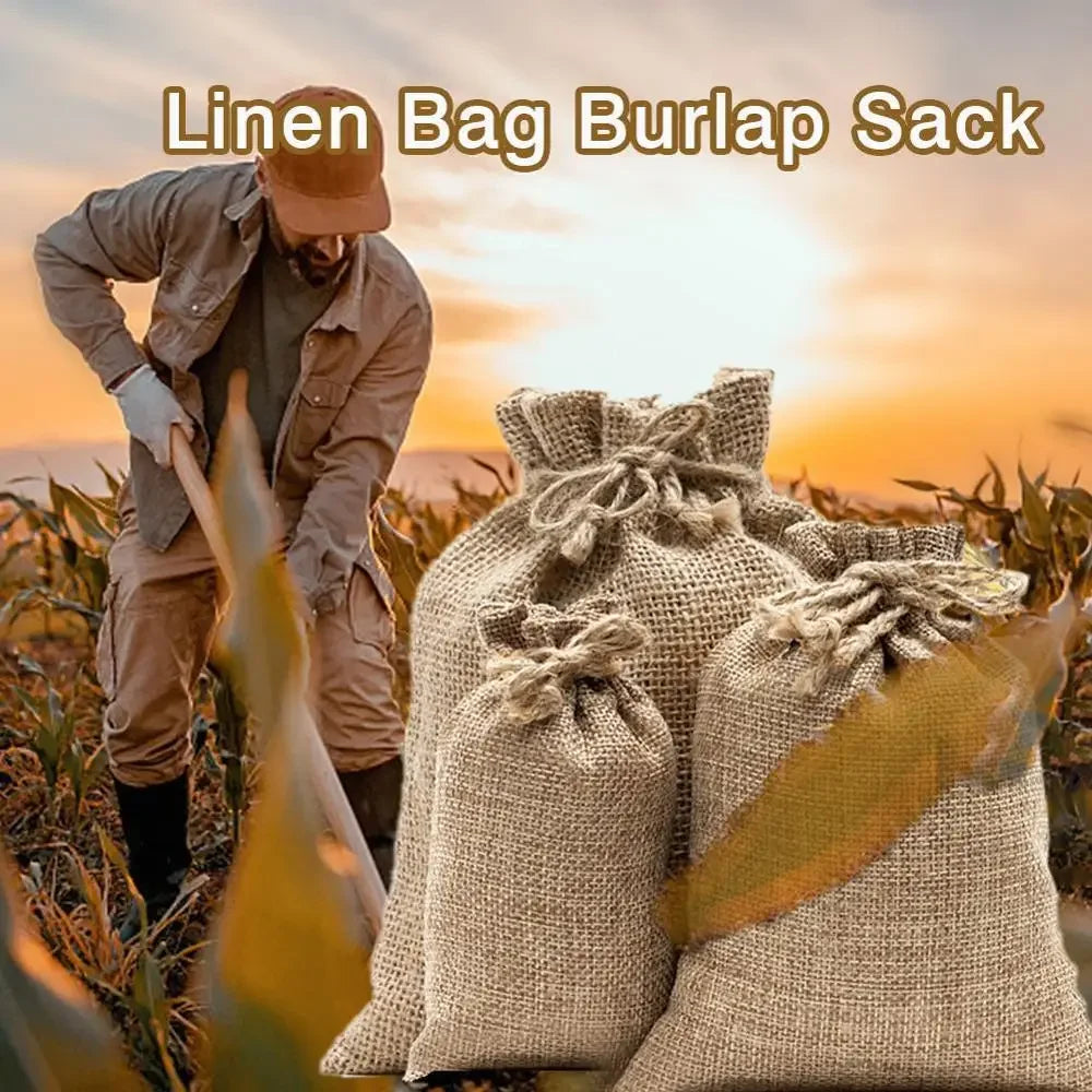 1Pc Burlap Bag Potato Sack Race Bags Biodegradable Reusable Burlap Sack Food-Safe Sacks for Field Day Games Vegetables Gardening