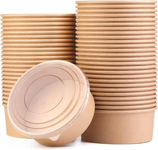 Kraft Paper Bowls 15pcs - 500ml/750ml Salad & Snack Containers