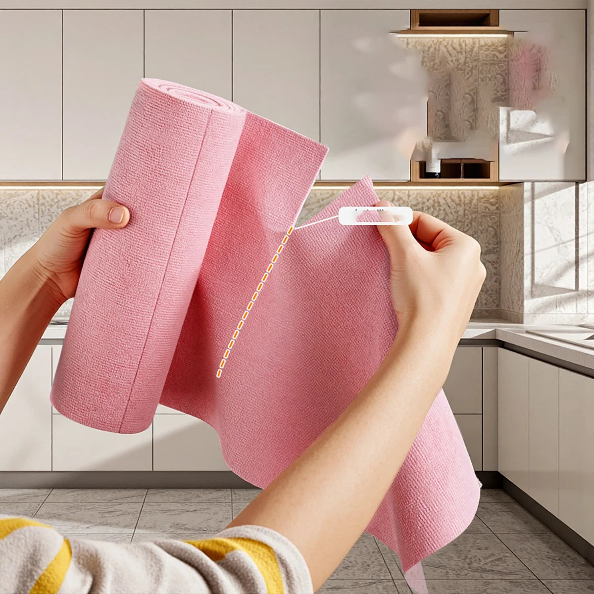 1pc Reusable Cleaning Wipe Household Kitchen Cloth Microfiber Towel Rolls Dish Rags Wash Paper Towel Replacement 1 Roll of 20 Sh