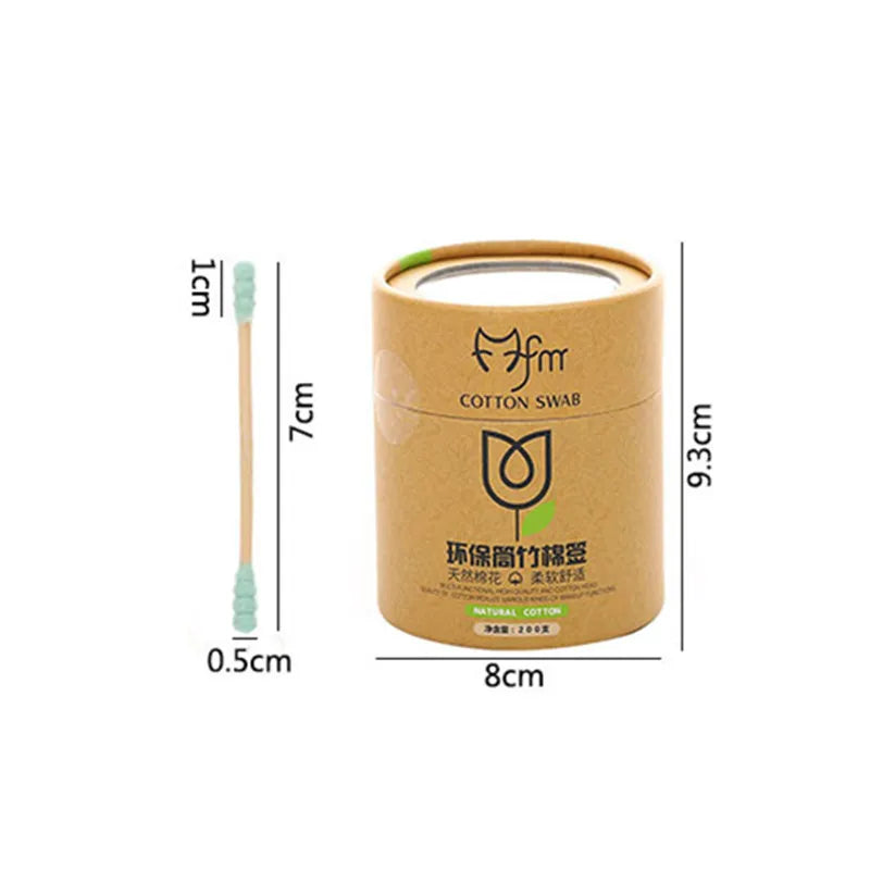 Bamboo Cotton Swabs 200pcs - Eco-Friendly Ear Cleaning Buds