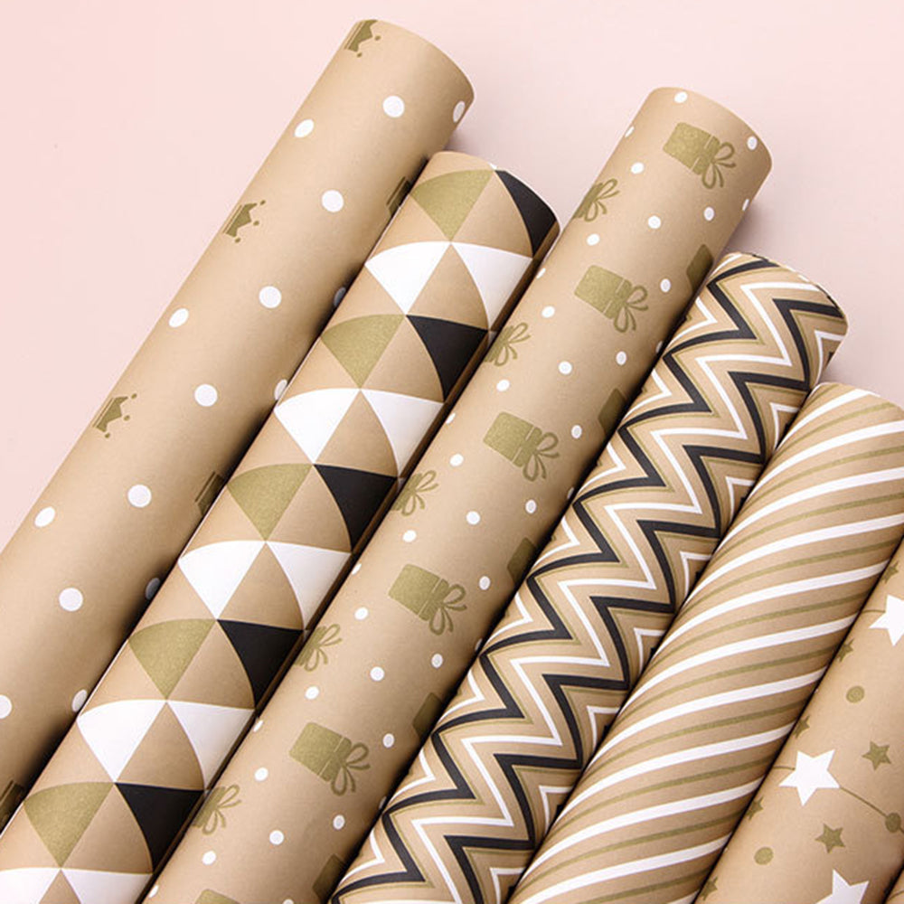 Gift Wrap Paper - Striped Kraft for Christmas & Birthdays