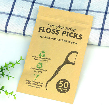 Dental Floss: Eco-Friendly PLA Dental Floss Sticks - 50 Pack