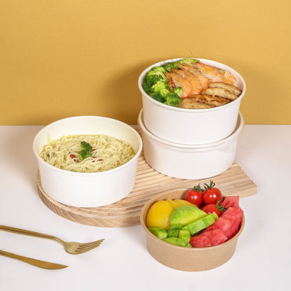 Kraft Paper Bowls 15pcs - 500ml/750ml Salad & Snack Containers