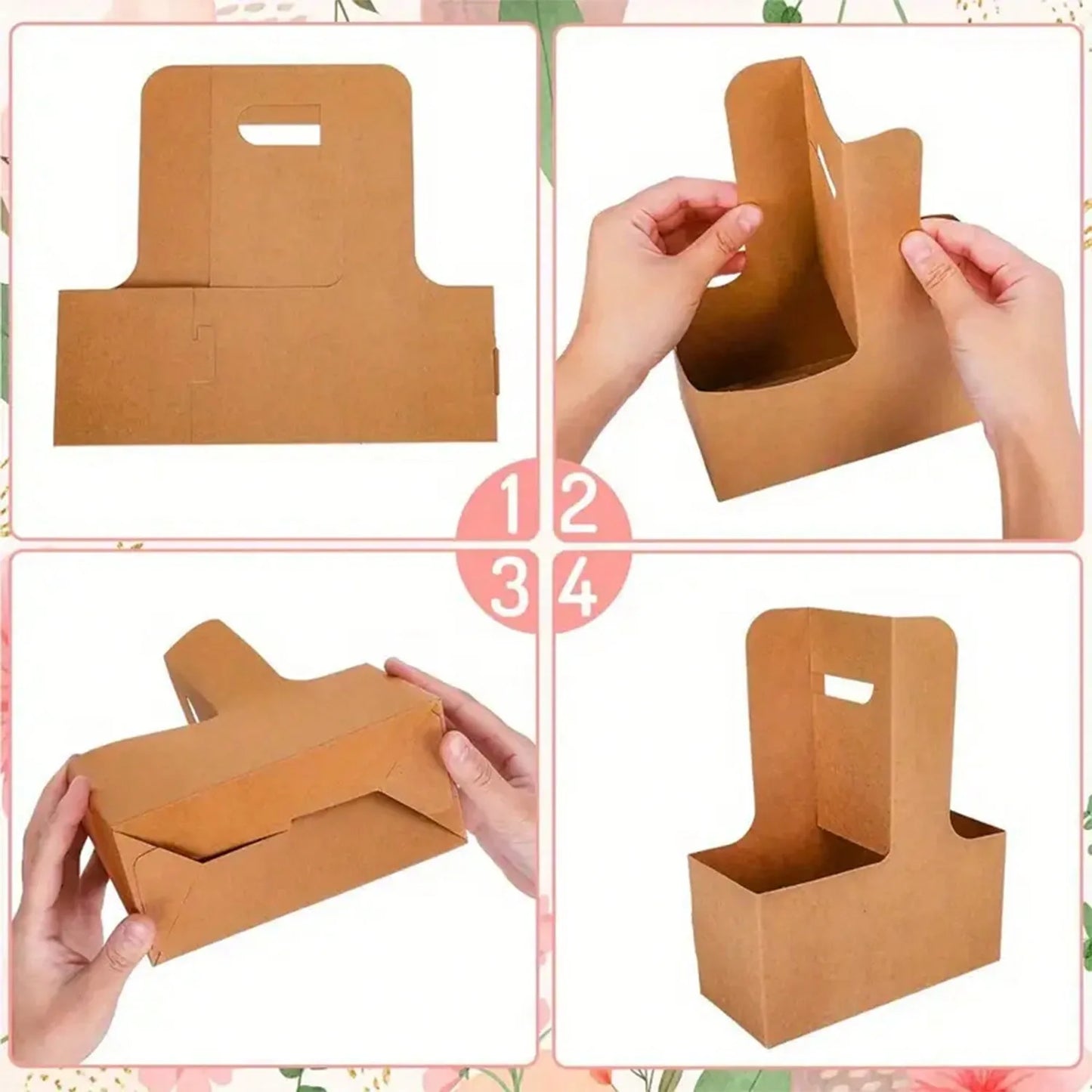 Kraft Paper Flower Bouquet Gift Bags with Handle