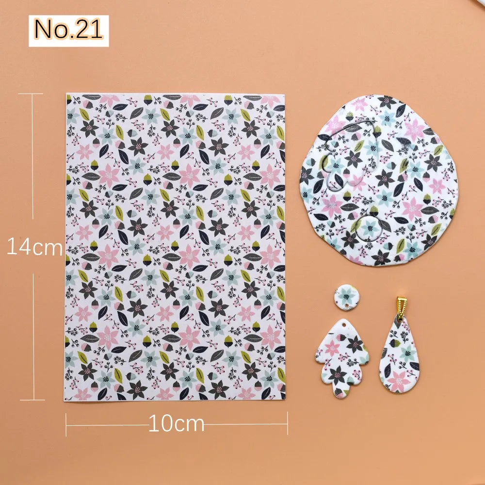 Transfer Paper for Polymer Clay - Forest Floral Design