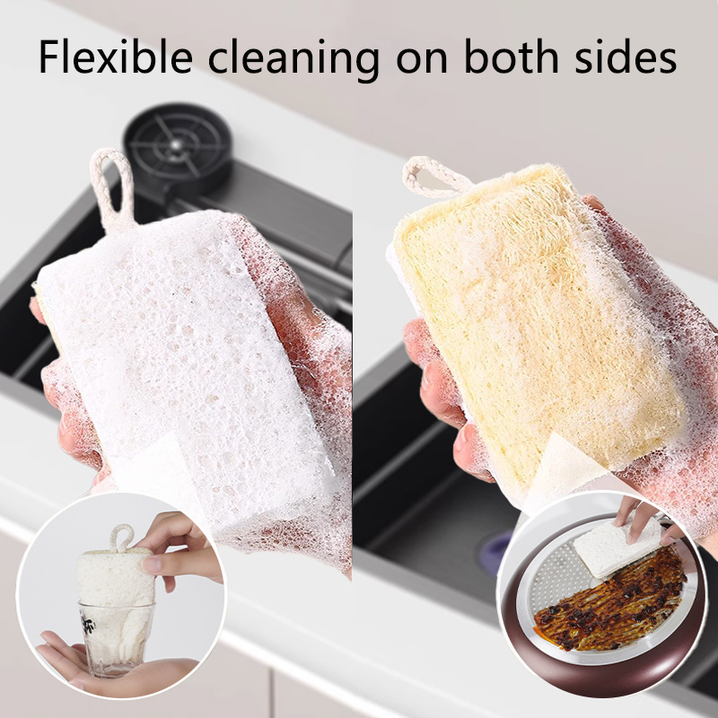 Natural Kitchen Loofah Sponges - 2Pcs Eco Scrubbers