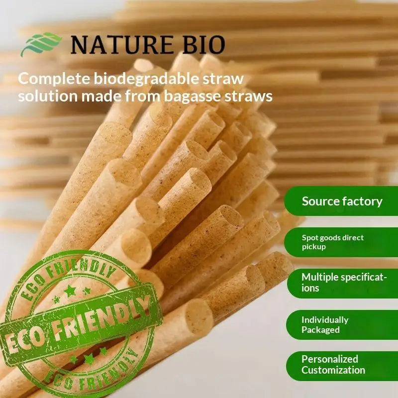 Eco-Friendly Disposable Plant Fiber Straws Biodegradable Food Grade 70Pcs Set for Kids Birthday Party Drinks
