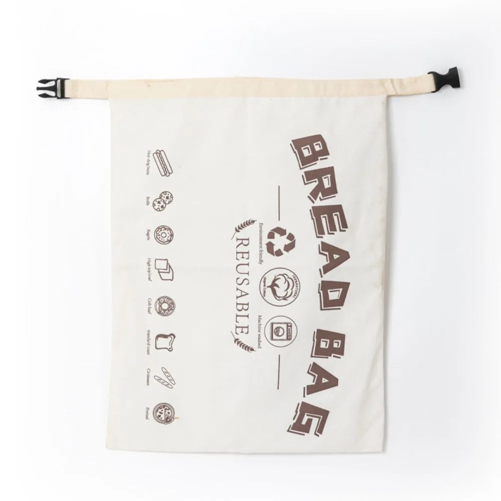Food Grade Reusable Bread Bags Cotton Cloth with Release Buckle Fresh-Keeping Bread Bags Reusable TPU Lining Bread Storage Bags
