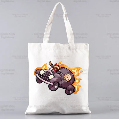 Good Omens Grow Better Reusable Shopping Bag Women Canvas Tote Bags Printing Eco Bag Cartoon Shopper Shoulder Bags