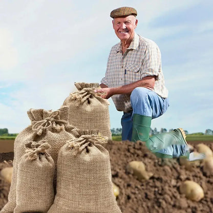 1Pc Burlap Bag Potato Sack Race Bags Biodegradable Reusable Burlap Sack Food-Safe Sacks for Field Day Games Vegetables Gardening
