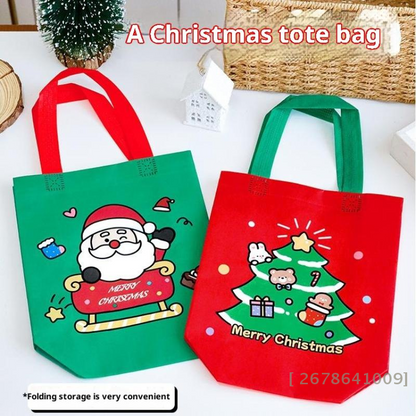 Christmas Tote Bags 5/10Pcs - Eco-Friendly Party Favors