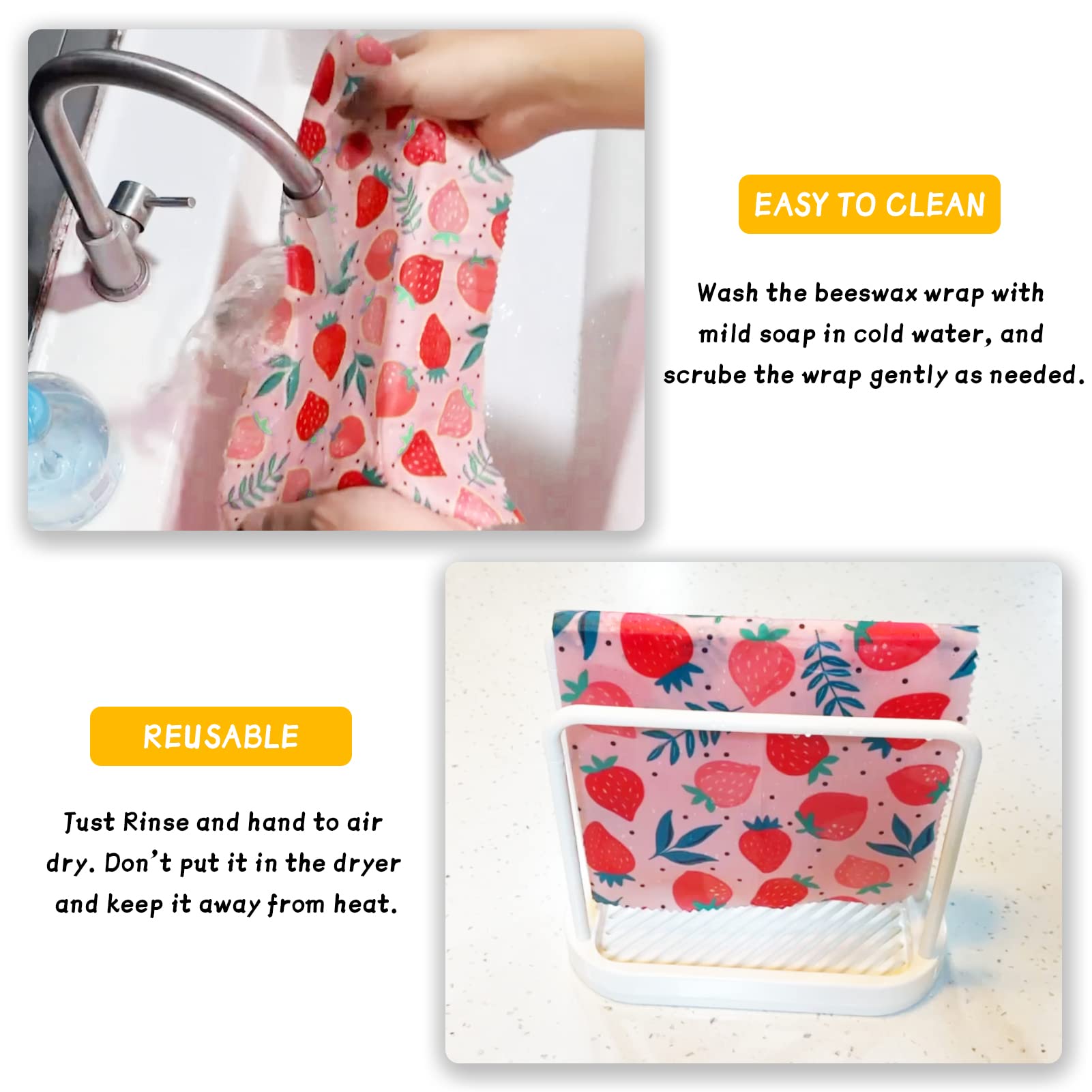 Reusable Beeswax Wraps - Eco-Friendly Food Storage