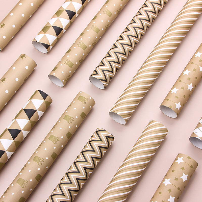 Gift Wrap Paper - Striped Kraft for Christmas & Birthdays