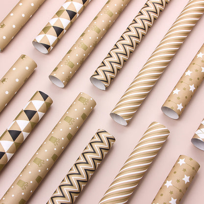 Gift Wrap Paper - Striped Kraft for Christmas & Birthdays