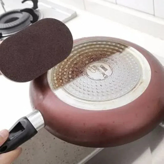 Reusable Emery Magic Sponge Kitchen Pot Brush with Handle for Easy Washable Eraser Cleaning Decontamination - Eco-Friendly