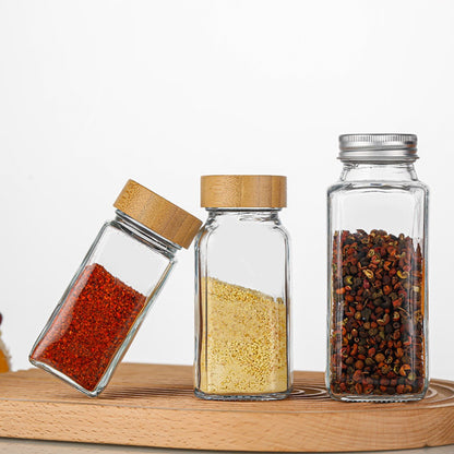 Airtight Spice Jars 4oz with Bamboo Lid for Kitchen Storage