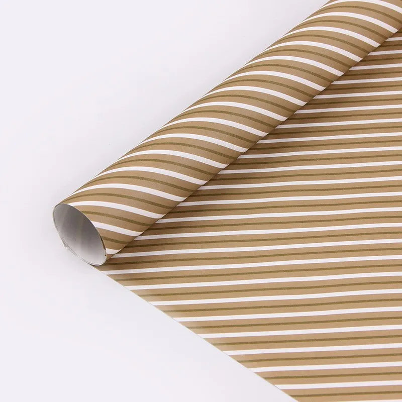 Gift Wrap Paper - Striped Kraft for Christmas & Birthdays