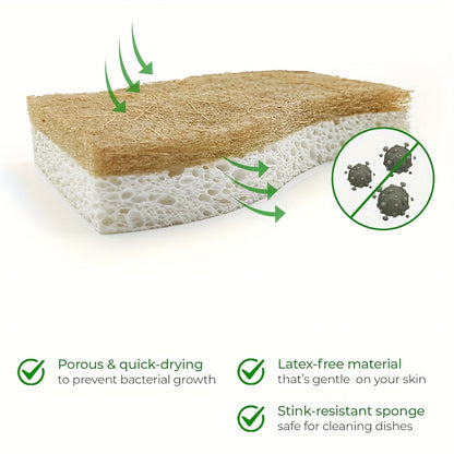 Kitchen Dish Brush & Coconut Fiber Sponge - Strong Oil Removal