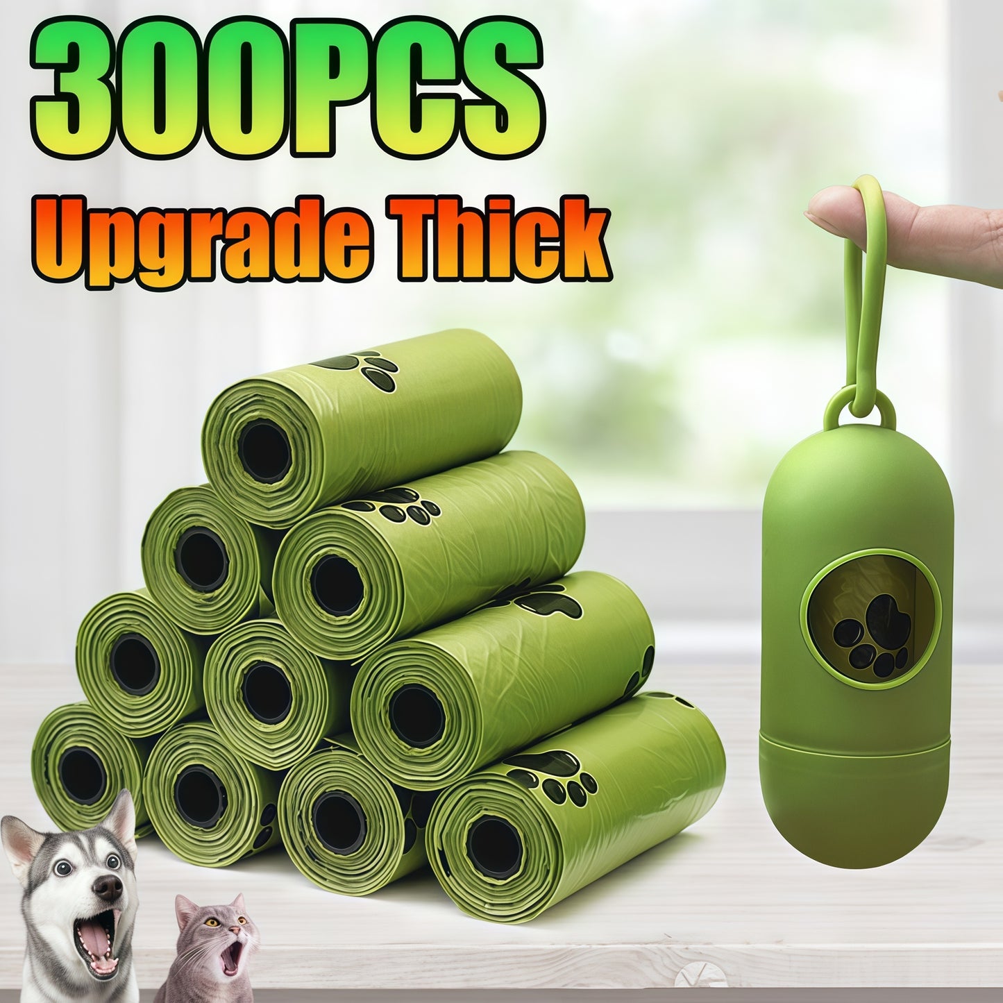 Biodegradable Dog Poop/Garbage Bags - Leak Proof with Dispenser