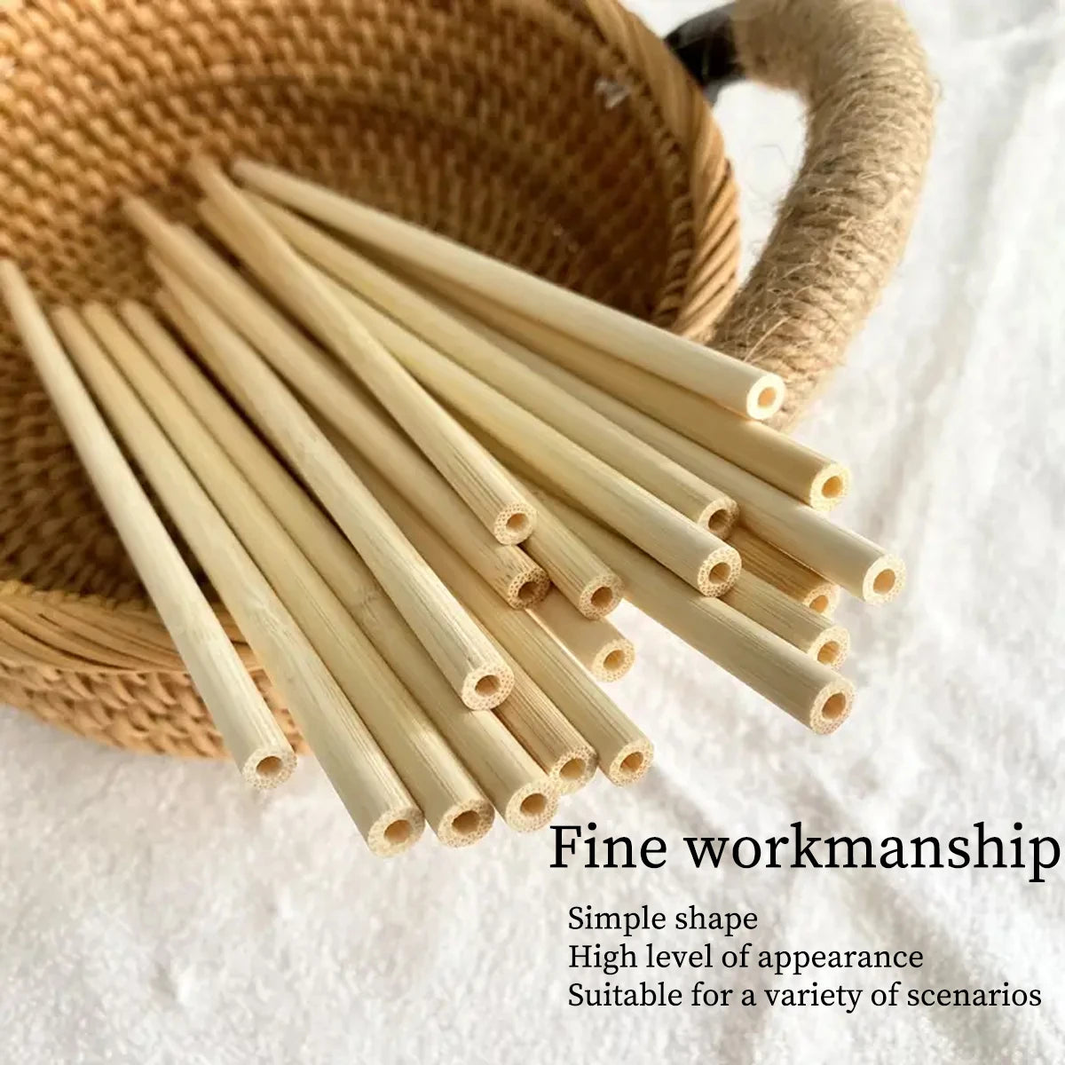 Natural Bamboo Drinking Straw 7.8" Eco-friendly Reusable Straws Dishwasher Safe Durable Compostable Straws come with Clean Brush