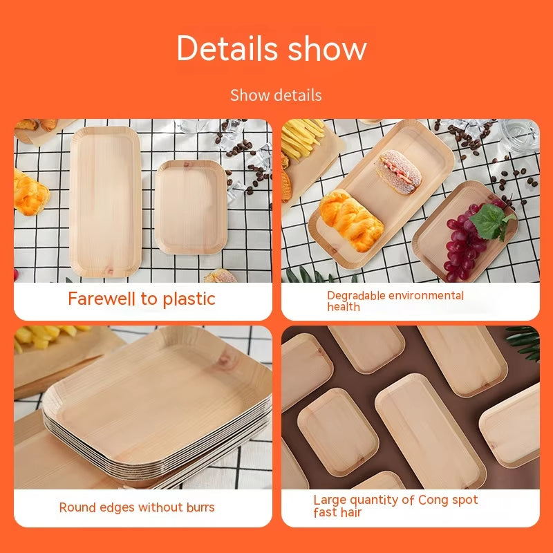 Disposable Wood Grain Plates - Wedding & Party Tableware