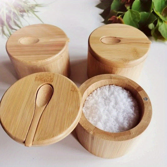 Bamboo Seasoning Jars - Stylish Condiment Storage Set