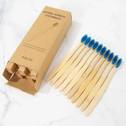 Bamboo Toothbrush 10Pcs Eco-Friendly Soft Bristle Charcoal