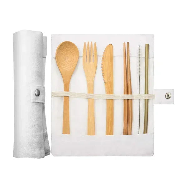 Bamboo Kitchen Utensils: Cutlery Set Eco-Friendly Travel Utensils with Case