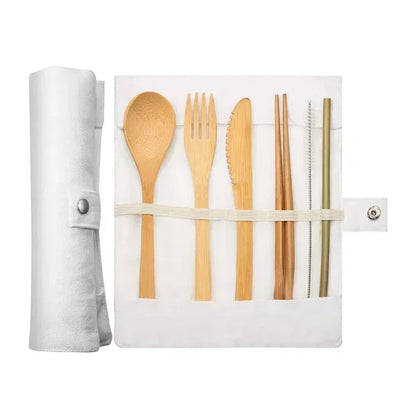 Bamboo Kitchen Utensils: Cutlery Set Eco-Friendly Travel Utensils with Case