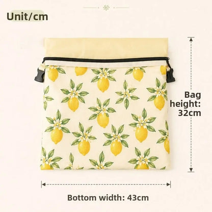 Cotton Beeswax Bread Bags Lock Closure 43x33 Bread Storage Bag Removable Inner Bag Bread Pattern Beeswax Coated Bags Kitchen Use
